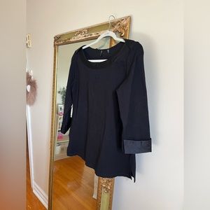 CHANEL Black Uniform Top Quilted Trim CC Logo on Cuff